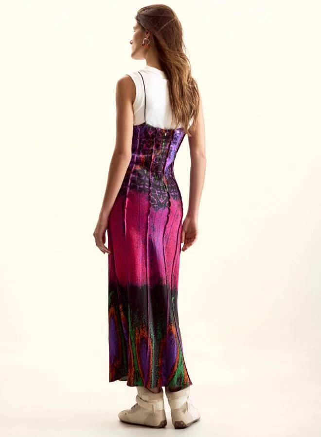 Desigual multicolor abstract print Combined dress designed by Mr. Christian Lacroix for Women | Best Price UAE